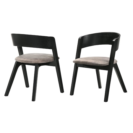 Armen Living Jackie Mid-Century Upholstered Dining Chairs in Black finish, PK2 LCJASIBRBL